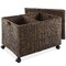 Casafield Rolling Storage Basket Cart with Lid and Locking Wheels - Handwoven Water Hyacinth Divided Recycling Sorting Bin for Kitchen, Laundry Room, Garage